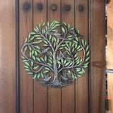 Tree of Life Metal Art Wall Decor 23" Hand Painted