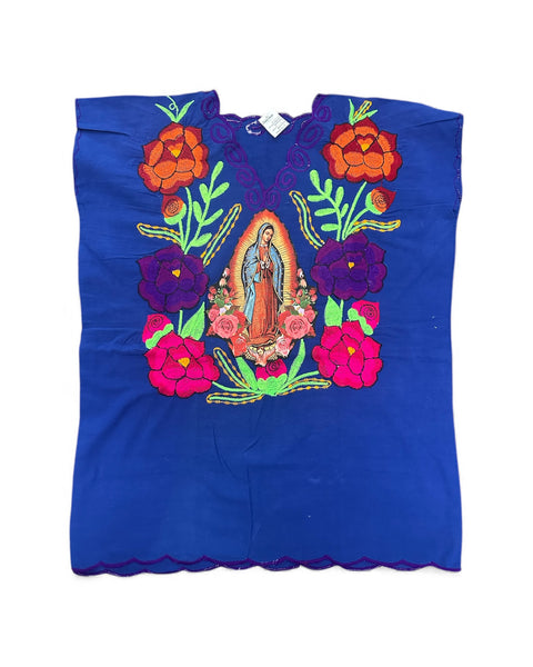 Lady Of Guadalupe Royal Blue Floral Top