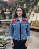 Denim Floral Embroidered Jacket