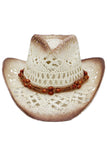 Beaded Crochet Crushable Straw Cowboy Hat