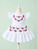Mexican White Dress with Cute Floral Embroidery for Toddlers