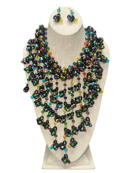 Jarritos Black/Multicolor Maxi Necklace & Earrings