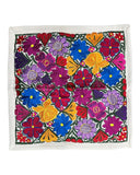 Mexican Ivory Floral Embroidered Pillow Cover