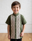 Boys Guayabera Maya Military Green - Cielito Lindo