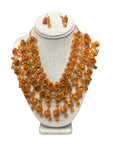 Handmade Ixtle Necklace & Earrings Orange