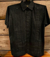 Men's Guayabera Black on Black