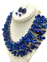 Handmade Ixtle Necklace & Earrings Royal Blue