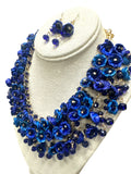 Handmade Ixtle Necklace & Earrings Royal Blue