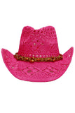 Beaded Crochet Crushable Straw Cowboy Hat