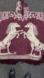 Unisex Mexican Poncho Horses Maroon