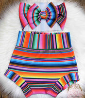 Mexican Serape Baby-Toddler Bummie and Bow Set