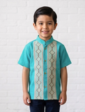 Boys Guayabera Maya Mint - Cielito Lindo