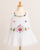 Milagro Dress Floral Hand Embroidered and Crocheted