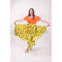 Mexican Folklorico Green Floral Skirt