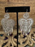 Filigree Oaxacan Earrings Silver Charro Heart