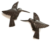 6" Set of 2 Hummingbirds Metal Art Wall Decor