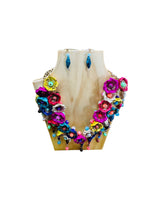 Floral Palm Leaf Multicolor Necklace & Earrings