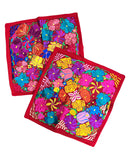 Mexican Red Floral Embroidered Pillow Cover