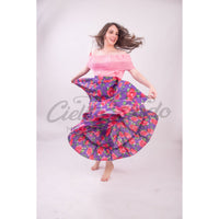 Mexican Folklorico Hot Pink Floral Skirt