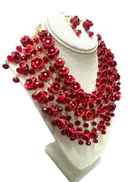 Handmade Ixtle Necklace & Earrings Red