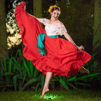 Mexican Folklorico Green Solid Skirt