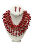 Handmade Ixtle Necklace & Earrings Red