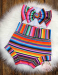 Mexican Serape Baby-Toddler Bummie and Bow Set
