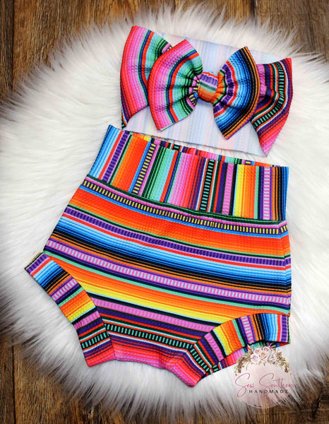 Mexican Serape Baby-Toddler Bummie and Bow Set
