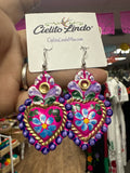 Heart Metal Hand Painted Earrings by Jacinto