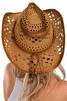 Beaded Crochet Crushable Straw Cowboy Hat