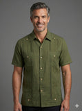 Men’s Olive Green Linen Guayabera Tabasco