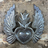 Flaming Sacred Heart Metal Art Wall Decor 5" x 5.25"