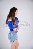 Margarita Royal Blue/Multicolor Top - Cielito Lindo