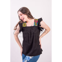 María Handmade Black Blouse