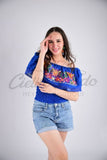 Margarita Royal Blue/Multicolor Top - Cielito Lindo