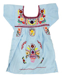 Mexican Puebla Dress for Girls Light Blue - Cielito Lindo