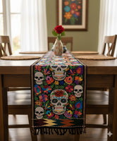 Sugar Skull Embroidered Table Runner