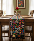 Sugar Skull Embroidered Table Runner