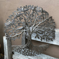 Tree of Life with Bird on Trunk Metal Art Wall Decor 23"