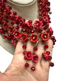 Handmade Ixtle Necklace & Earrings Red