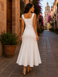 Mexican White Embroidered Maxi Dress Santa Lucia