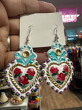 Heart Metal Hand Painted Earrings by Jacinto