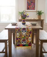 Sugar Skull Embroidered Table Runner