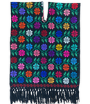 Mexican Floral Poncho Black