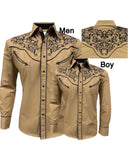 Western Cowboy Khaki and Black shirt