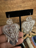 Filigree Oaxacan Earrings Silver Charro Heart