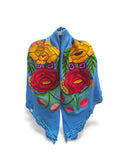 Mexican Floral Blue Shawl