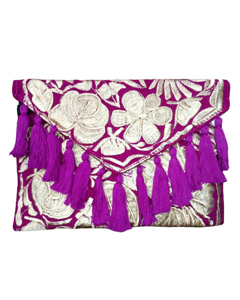 Mexican Embroidered Floral Clutch Bag