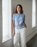 Merida Cold Shoulder Blue Top - Cielito Lindo