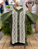 Boys Guayabera Maya Military Green - Cielito Lindo